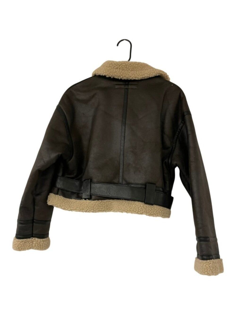 Zara Womens Short Double-Faced Jacket Small Dark Brown Belted 8073/252 NWT - Picture 3 of 13